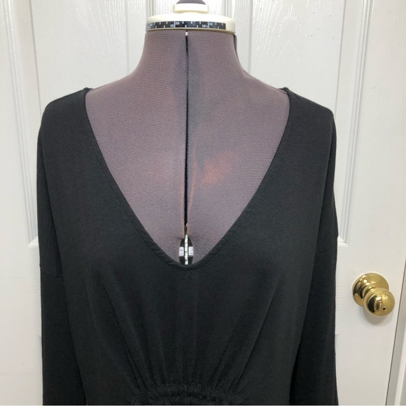 ASOS DESIGN Maternity Long Sleeve V Neckline Smock Black Dress drawstring Tie 8 - Picture 2 of 12